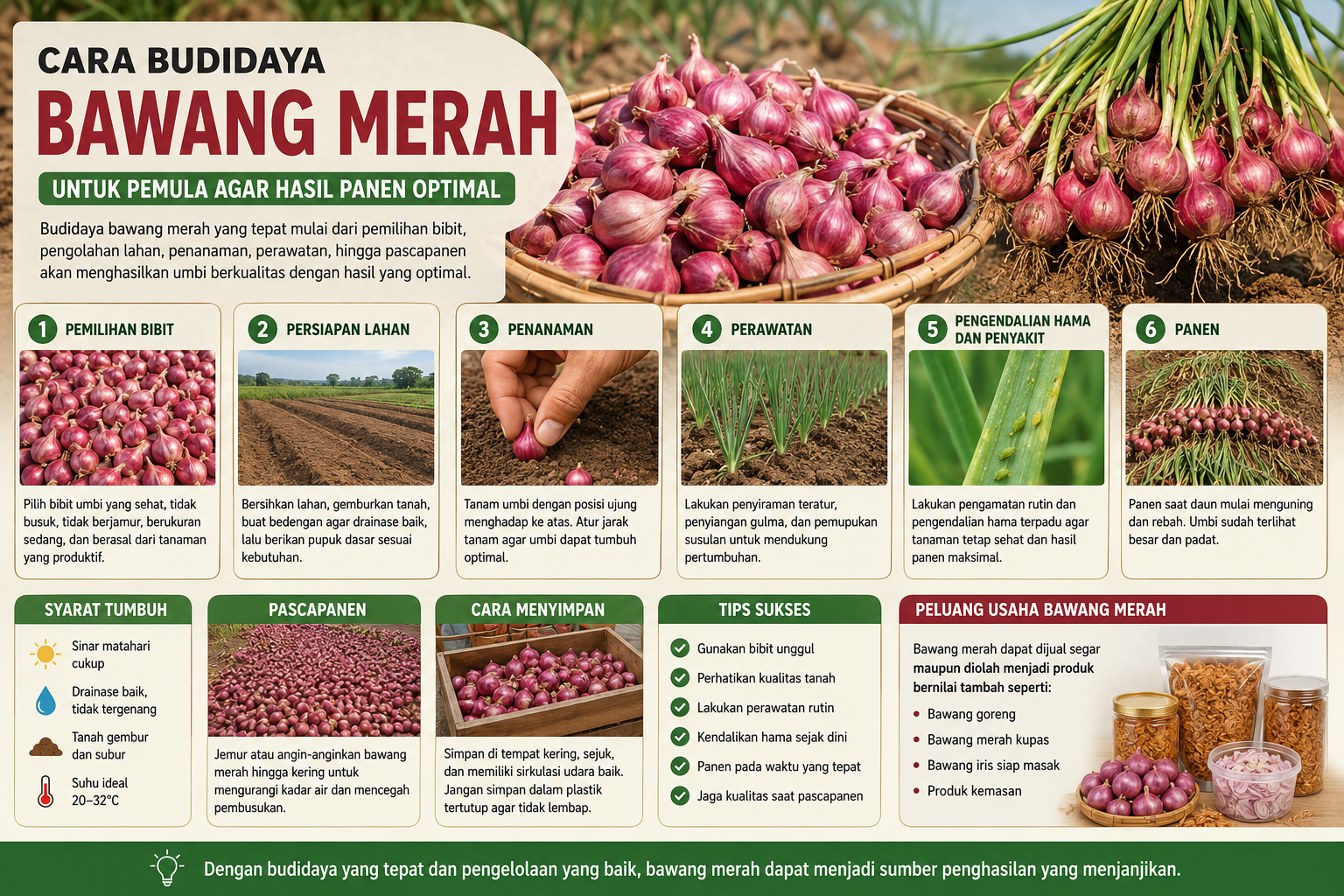 Cara Budidaya Bawang Merah untuk Pemula : Panen Optimal