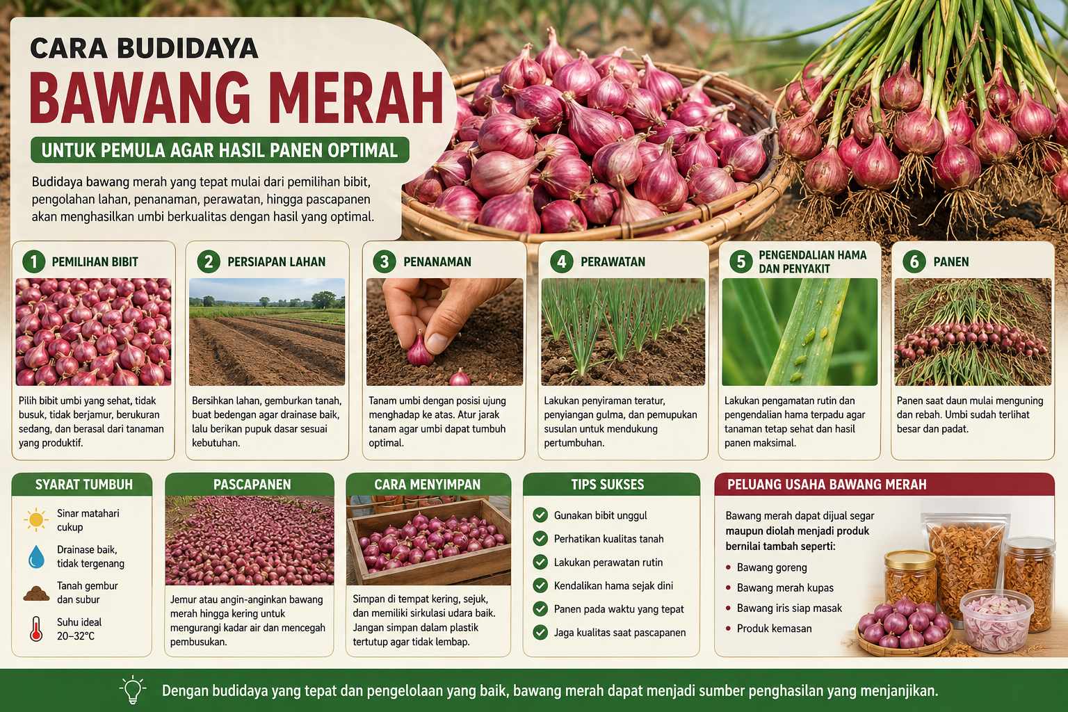 Cara Budidaya Bawang Merah untuk Pemula : Panen Optimal